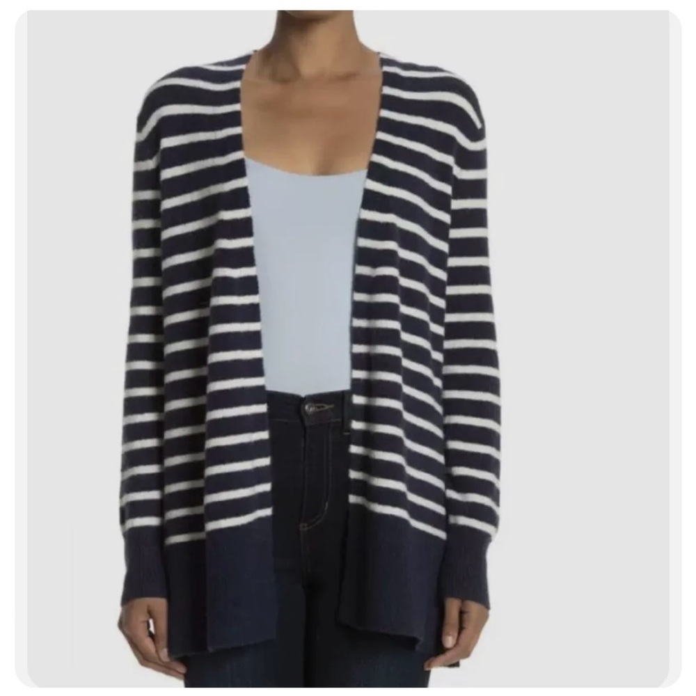 Madewell Women’s Medium  Blue White Striped Cardigan Open Front Sweater Medium